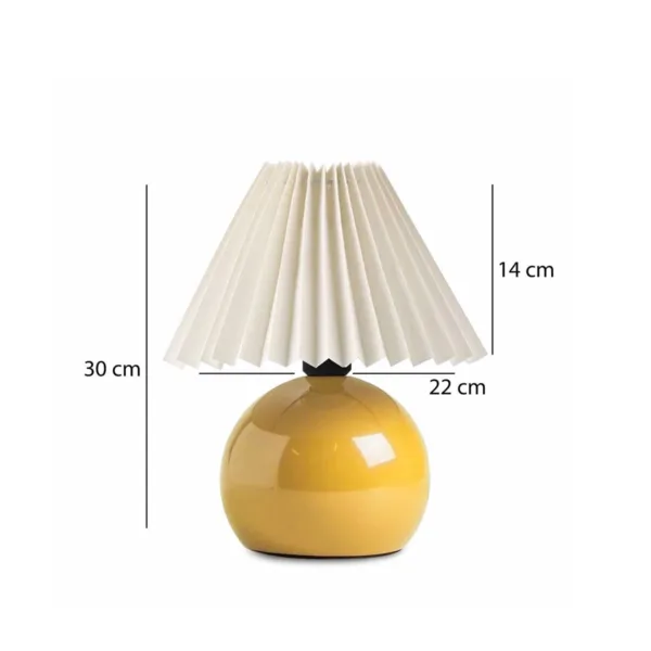 GloboStar® LISBON 204-0155 Μοντέρνο Eπιτραπέζιο Φωτιστικό Μονόφωτο 1 x E27 IP20 Κίτρινο Μέταλλο με Μπεζ Ύφασμα - Μ22 x Π22 x Υ38cm - Image 2