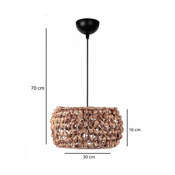 GloboStar® DARIO 204-0159 Boho Κρεμαστό Φωτιστικό Kαπέλο Μονόφωτο 1 x E27 IP20 Καφέ Rattan - Μ29 x Π29 x Υ16cm - Image 2