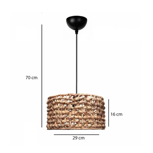 GloboStar® POMEGRANDE 204-0160 Boho Κρεμαστό Φωτιστικό Kαπέλο Μονόφωτο 1 x E27 IP20 Καφέ Rattan - Μ29 x Π29 x Υ16cm - Image 2