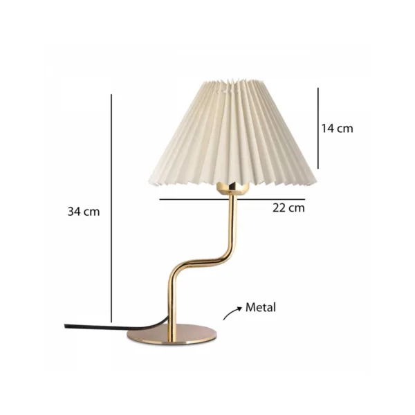 GloboStar® LIVL 204-0169 Μοντέρνο Eπιτραπέζιο Φωτιστικό Μονόφωτο 1 x E27 IP20 Χρυσό Μέταλλο με Μπεζ Ύφασμα - Μ22 x Π22 x Υ34cm - Image 2