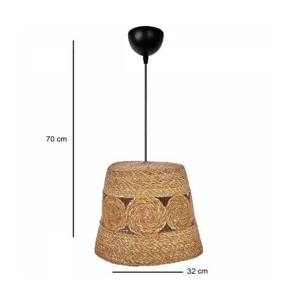 GloboStar® PANIER 204-0170 Boho Κρεμαστό Φωτιστικό Καμπάνα Μονόφωτο 1 x E27 IP20 Μπεζ Σχοινί - Μ32 x Π32 x Υ30cm - Image 2