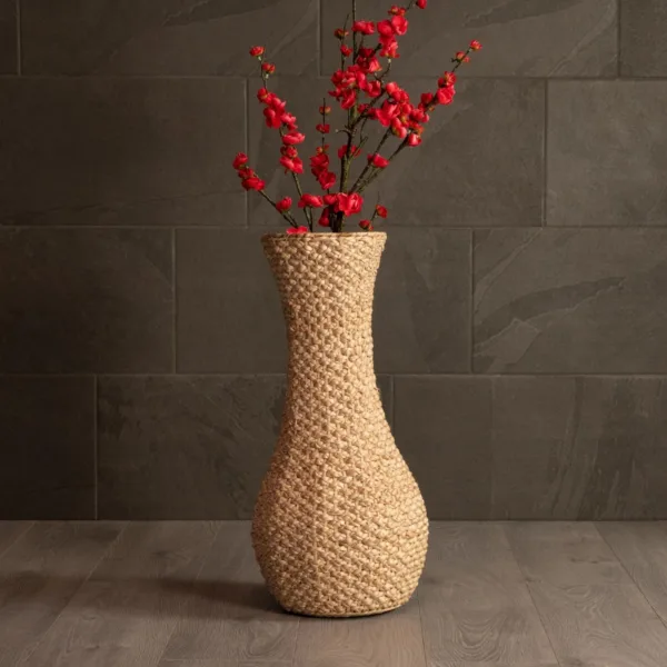 GloboStar® Artificial Garden SANDIAGO 21233 Διακοσμητικό Πλεκτό Καλάθι - Κασπώ Γλάστρα - Flower Pot Μπεζ Π30 x M30 x Υ60cm - Image 6