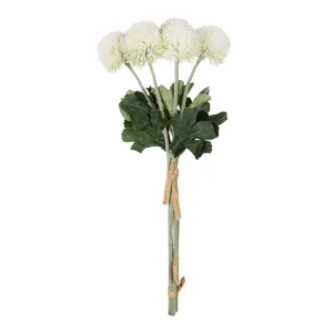 GloboStar® Artificial Garden WHITE ONIONBALL BOUQET 21371 Τεχνητό Διακοσμητικό OnionBall Μπουκέτο Y54cm