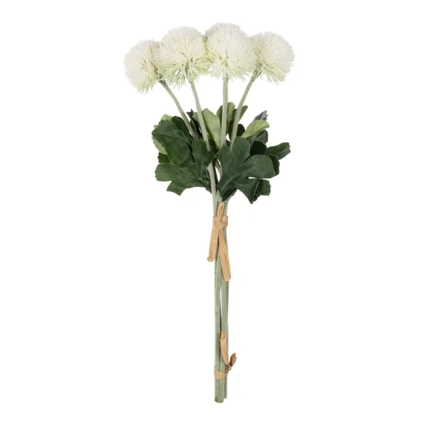 GloboStar® Artificial Garden WHITE ONIONBALL BOUQET 21371 Τεχνητό Διακοσμητικό OnionBall Μπουκέτο Y54cm