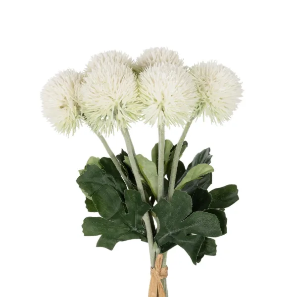 GloboStar® Artificial Garden WHITE ONIONBALL BOUQET 21371 Τεχνητό Διακοσμητικό OnionBall Μπουκέτο Y54cm - Image 2