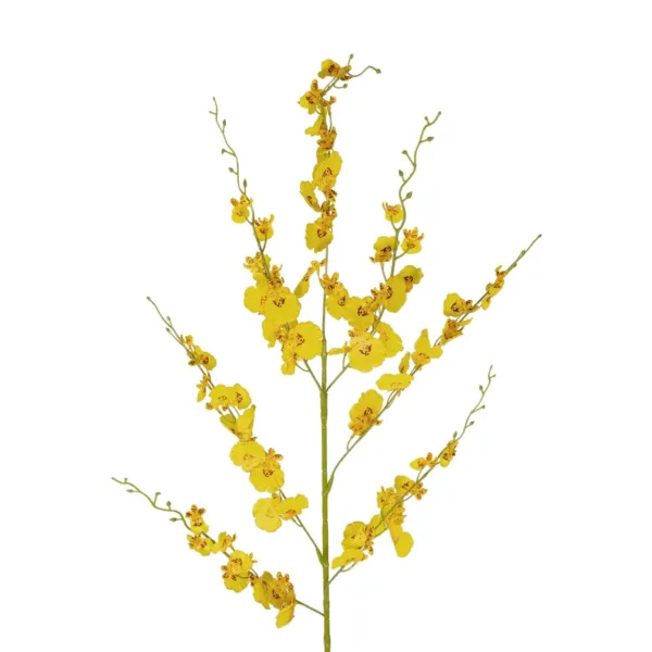 GloboStar® Artificial Garden YELLOW DANCE ORCHID BRANCH 21414 Τεχνητό Διακοσμητικό Κλαδί Κίτρινη Ορχιδέα Y110cm - Image 2