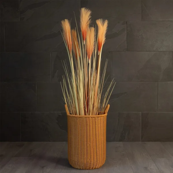 GloboStar® Artificial Garden TORINO 21493 Διακοσμητικό Πλεκτό Καλάθι - Κασπώ Γλάστρα - Flower Pot Μπεζ Φ31cm x Υ47cm - Image 6