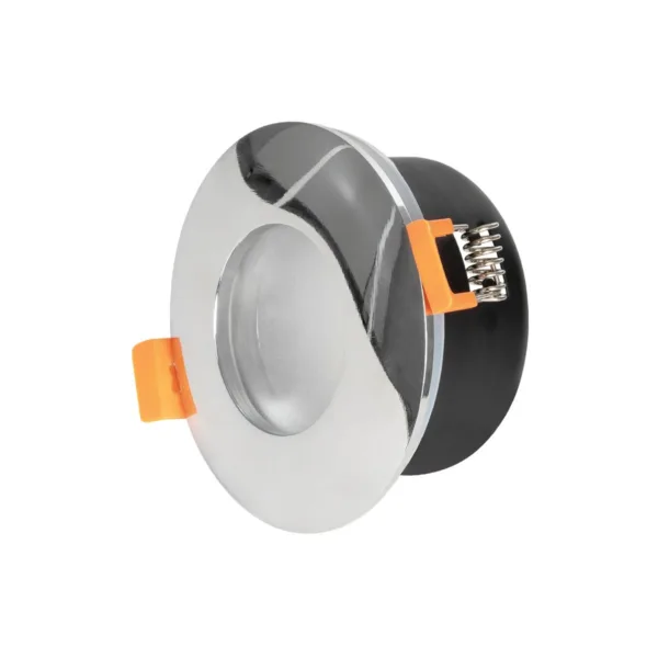 GloboStar® 60890 GASPAR Χωνευτό Στρόγγυλο Σποτ Οροφής για Λάμπα MR16/GU10 IP65 - Αλουμίνιο & Γυαλί - Φ8.5 x Υ4.2cm - Ασημί & Διάφανο - 5 Χρόνια Εγγύηση