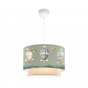 GloboStar® BALLON 204-0120 Παιδικό Κρεμαστό Φωτιστικό Φιγούρα Μονόφωτο 1 x E27 IP20 Πολύχρωμο Ύφασμα - Μ30 x Π30 x Υ70cm