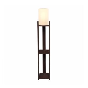 GloboStar® VENTORA 204-0126 Μοντέρνο Eπιδαπέδιο Φωτιστικό Μονόφωτο 1 x E27 IP20 Καφέ Ξύλο με Μπεζ Ύφασμα - Μ20 x Π20 x Υ142cm