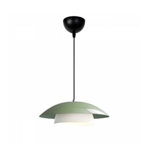 GloboStar® AURA 204-0119 Μοντέρνο Κρεμαστό Φωτιστικό Καμπάνα Μονόφωτο 1 x E27 IP20 Πράσινο & Λευκό Μέταλλο - Μ31 x Π31 x Υ27cm