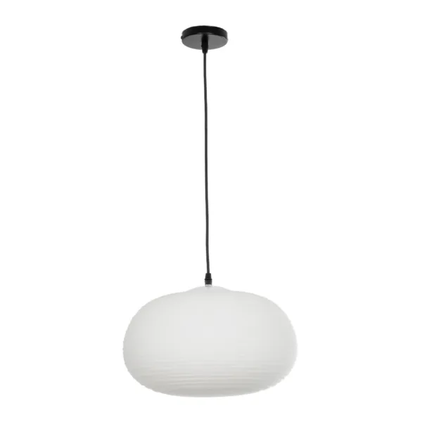 GloboStar® FREYA 00747 Μοντέρνο Κρεμαστό Φωτιστικό Ανάρτηση Μονόφωτο 1 x E27 IP20 Λευκό Γυαλί με Ασημί Μέταλλο - Μ34 x Π34 x Υ23cm - Image 3