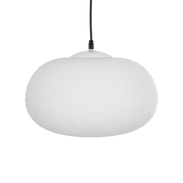 GloboStar® FREYA 00747 Μοντέρνο Κρεμαστό Φωτιστικό Ανάρτηση Μονόφωτο 1 x E27 IP20 Λευκό Γυαλί με Ασημί Μέταλλο - Μ34 x Π34 x Υ23cm - Image 4