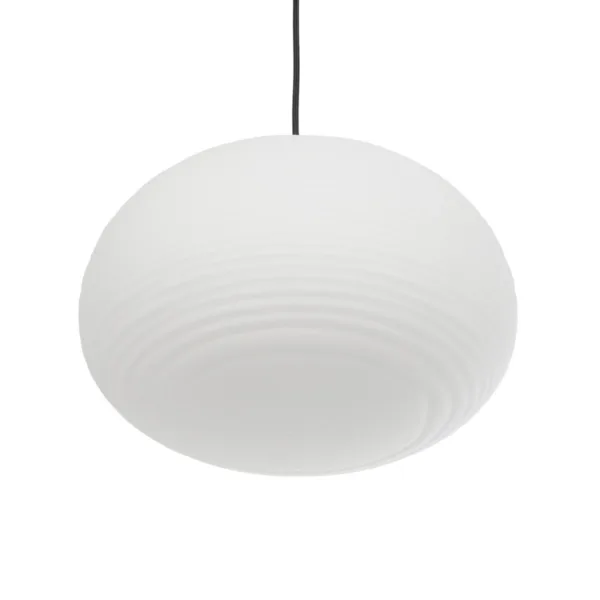GloboStar® FREYA 00747 Μοντέρνο Κρεμαστό Φωτιστικό Ανάρτηση Μονόφωτο 1 x E27 IP20 Λευκό Γυαλί με Ασημί Μέταλλο - Μ34 x Π34 x Υ23cm - Image 5