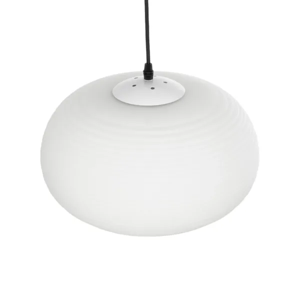 GloboStar® FREYA 00747 Μοντέρνο Κρεμαστό Φωτιστικό Ανάρτηση Μονόφωτο 1 x E27 IP20 Λευκό Γυαλί με Ασημί Μέταλλο - Μ34 x Π34 x Υ23cm - Image 6