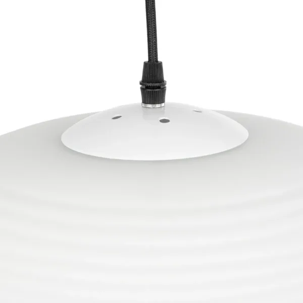 GloboStar® FREYA 00747 Μοντέρνο Κρεμαστό Φωτιστικό Ανάρτηση Μονόφωτο 1 x E27 IP20 Λευκό Γυαλί με Ασημί Μέταλλο - Μ34 x Π34 x Υ23cm - Image 7