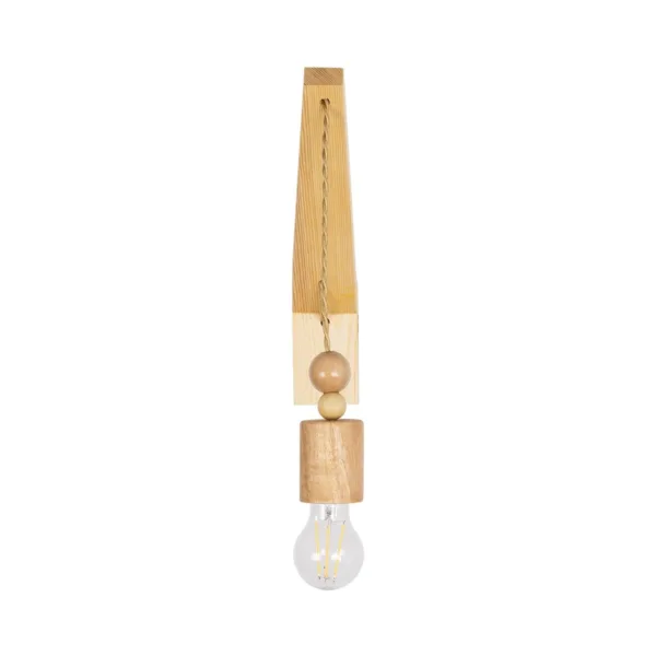 GloboStar® NOVO 00885 Vintage Επιτοίχιο Φωτιστικό Απλίκα Μονόφωτο 1 x E27 IP20 Μπεζ Ξύλο με Μπεζ Σχοινί - Μ7 x Π27 x Υ65cm - Image 3