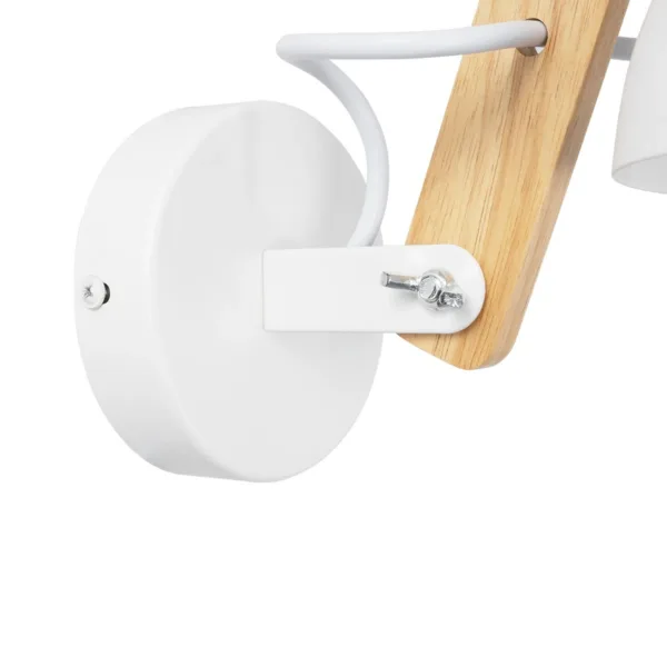 GloboStar® GRANT 00903 Μοντέρνο Επιτοίχιο Φωτιστικό Απλίκα Μονόφωτο 1 x E27 IP20 Λευκό Μέταλλο με Μπεζ Ξύλο - Μ15 x Π36 x Υ12cm - Image 6