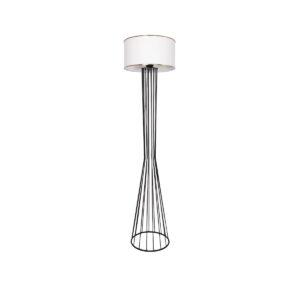 GloboStar® NOVA 201-0036 Μοντέρνο Επιδαπέδιο Φωτιστικό 1 x E27 IP20 Μαύρο Μεταλλό με Λευκό Ύφασμα - Μ38 x Π38 x Υ155cm