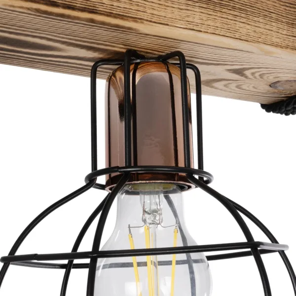 GloboStar® STARLO 201-0004 Vintage Κρεμαστό Φωτιστικό Ράγα Μονόφωτο 1 x E27 IP20 Μπεζ Ξύλο με Μαύρο Μέταλλο - Μ30 x Π15 x Υ60cm - Image 7