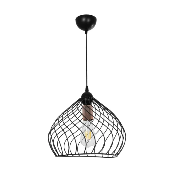 GloboStar® STARLA 201-0013 Vintage Κρεμαστό Φωτιστικό Πλέγμα Μονόφωτο 1 x E27 IP20 Μαύρο & Χάλκινο Μέταλλο - Μ28 x Π28 x Υ70cm - Image 3