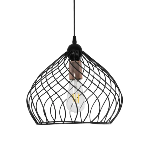 GloboStar® STARLA 201-0013 Vintage Κρεμαστό Φωτιστικό Πλέγμα Μονόφωτο 1 x E27 IP20 Μαύρο & Χάλκινο Μέταλλο - Μ28 x Π28 x Υ70cm - Image 4