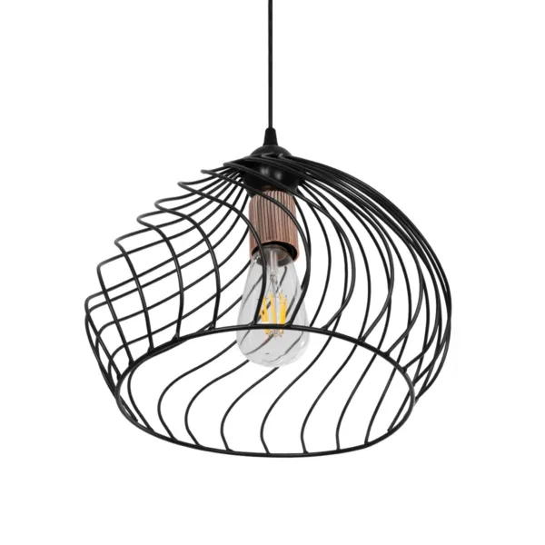 GloboStar® STARLA 201-0013 Vintage Κρεμαστό Φωτιστικό Πλέγμα Μονόφωτο 1 x E27 IP20 Μαύρο & Χάλκινο Μέταλλο - Μ28 x Π28 x Υ70cm - Image 5
