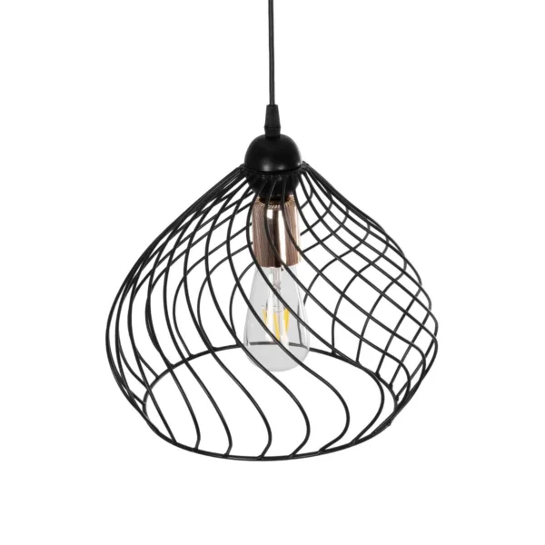 GloboStar® STARLA 201-0013 Vintage Κρεμαστό Φωτιστικό Πλέγμα Μονόφωτο 1 x E27 IP20 Μαύρο & Χάλκινο Μέταλλο - Μ28 x Π28 x Υ70cm - Image 6
