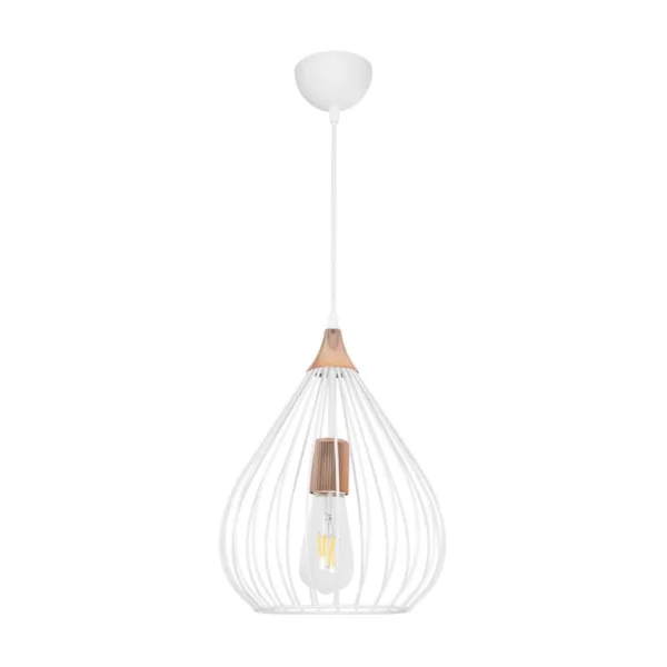 GloboStar® RADIARO 201-0014 Vintage Κρεμαστό Φωτιστικό Πλέγμα Μονόφωτο 1 x E27 IP20 Λευκό & Χάλκινο Μέταλλο - Μ28x Π28 x Υ70cm - Image 3