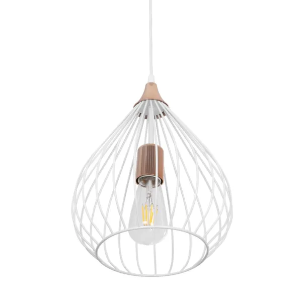 GloboStar® RADIARO 201-0014 Vintage Κρεμαστό Φωτιστικό Πλέγμα Μονόφωτο 1 x E27 IP20 Λευκό & Χάλκινο Μέταλλο - Μ28x Π28 x Υ70cm - Image 5