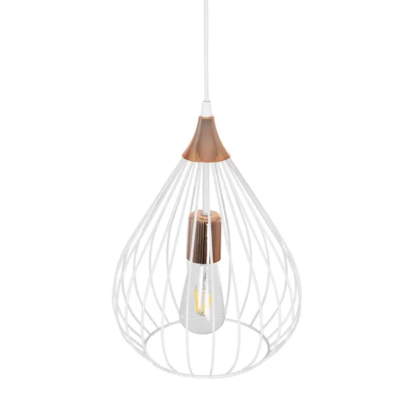 GloboStar® RADIARO 201-0014 Vintage Κρεμαστό Φωτιστικό Πλέγμα Μονόφωτο 1 x E27 IP20 Λευκό & Χάλκινο Μέταλλο - Μ28x Π28 x Υ70cm - Image 6