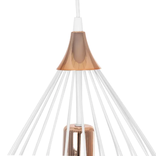 GloboStar® RADIARO 201-0014 Vintage Κρεμαστό Φωτιστικό Πλέγμα Μονόφωτο 1 x E27 IP20 Λευκό & Χάλκινο Μέταλλο - Μ28x Π28 x Υ70cm - Image 8