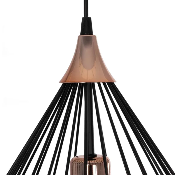 GloboStar® RADIARO 201-0015 Vintage Κρεμαστό Φωτιστικό Πλέγμα Μονόφωτο 1 x E27 IP20 Μαύρο Μέταλλο - Μ28 x Π28 x Υ70cm - Image 8