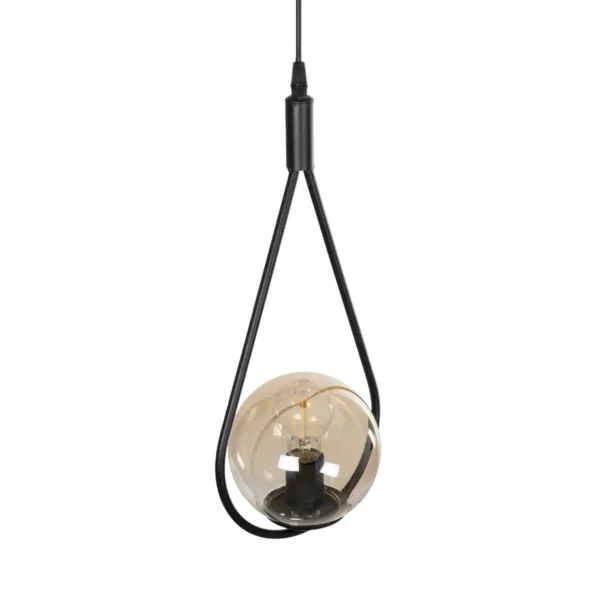 GloboStar® DROP 201-0016 Vintage Κρεμαστό Φωτιστικό Μπάλα Μονόφωτο 1 x E27 IP20 Μαύρο Μέταλλο Με Μελί Γυαλί - Μ20 x Π25 x Υ80cm - Image 6