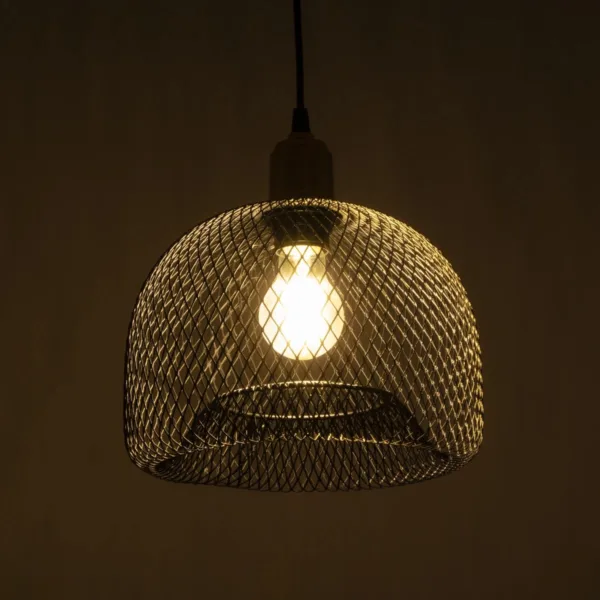 GloboStar® GLOZIA 201-0018 Μοντέρνο Κρεμαστό Φωτιστικό Πλέγμα Μονόφωτο 1 x E27 IP20 Μαύρο & Χρυσό Μέταλλο - Μ26 x Π26 x Υ70cm - Image 2
