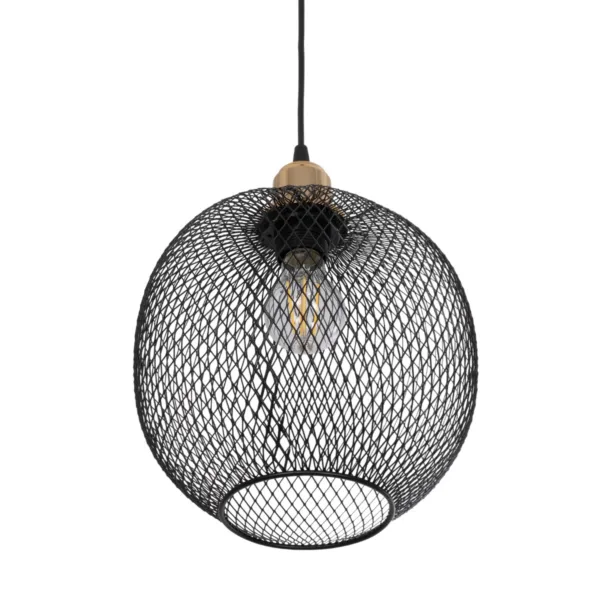 GloboStar® SOLUX 201-0019 Μοντέρνο Κρεμαστό Φωτιστικό Πλέγμα Μονόφωτο 1 x E27 IP20 Μαύρο & Χάλκινο Μέταλλο - Μ26 x Π26 x Υ70cm - Image 5
