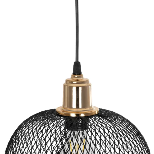 GloboStar® SOLUX 201-0019 Μοντέρνο Κρεμαστό Φωτιστικό Πλέγμα Μονόφωτο 1 x E27 IP20 Μαύρο & Χάλκινο Μέταλλο - Μ26 x Π26 x Υ70cm - Image 8