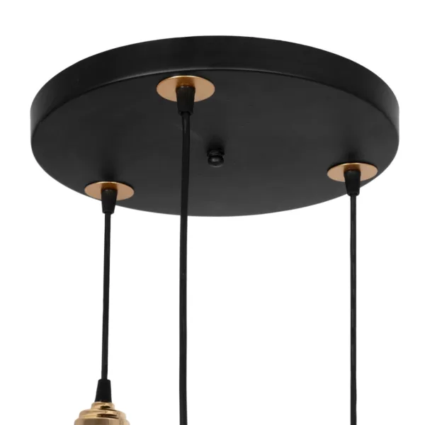 GloboStar® VIVIDUS 201-0020 Vintage Κρεμαστό Φωτιστικό Πλέγμα Τρίφωτο 3 x E27 IP20 Μαύρο και Χρυσό Μέταλλο - Μ32 x Π32 x Υ70cm - Image 7