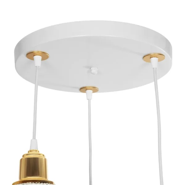 GloboStar® VIVIDUS 201-0021 Vintage Κρεμαστό Φωτιστικό Πλέγμα Τρίφωτο 3 x E27 IP20 Λευκό και Χρυσό Μέταλλο - Μ32 x Π32 x Υ70cm - Image 7