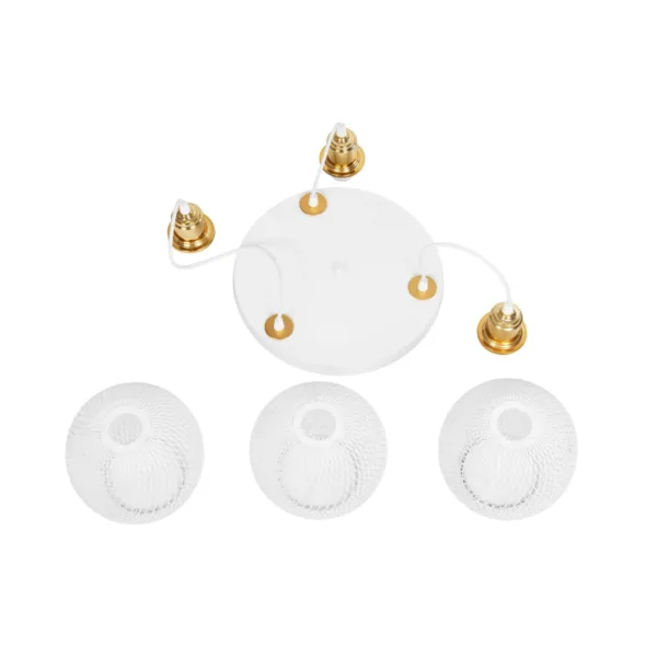 GloboStar® VIVIDUS 201-0021 Vintage Κρεμαστό Φωτιστικό Πλέγμα Τρίφωτο 3 x E27 IP20 Λευκό και Χρυσό Μέταλλο - Μ32 x Π32 x Υ70cm - Image 8