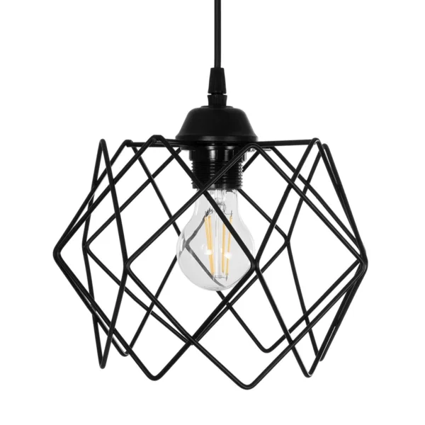GloboStar® DAZLA 201-0024 Vintage Κρεμαστό Φωτιστικό Πλέγμα Τρίφωτο 3 x E27 IP20 Μαύρο Μέταλλο - Μ32 x Π32 x Υ70cm - Image 7