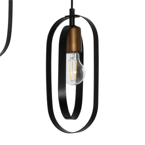 GloboStar® SPARKIO 201-0025 Vintage Κρεμαστό Φωτιστικό Πλέγμα Τρίφωτο 3 x E27 IP20 Μαύρο με Χρυσό Μέταλλο - Μ30 x Π30 x Υ80cm - Image 7