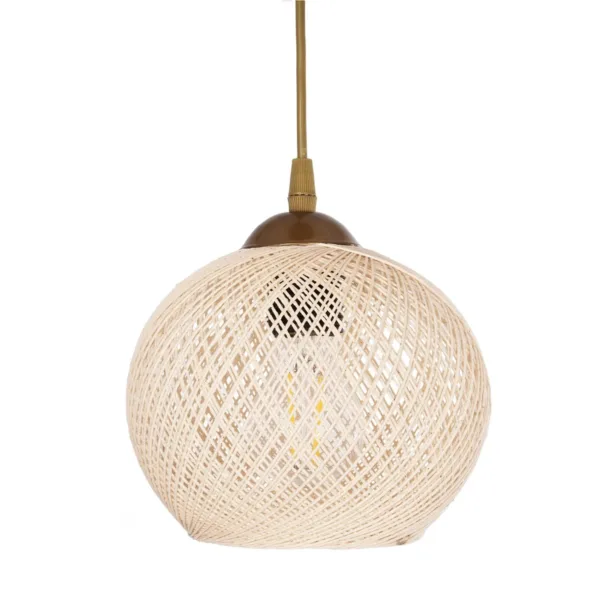 GloboStar® ILLUMIO 201-0027 Vintage Κρεμαστό Φωτιστικό Μπάλα Τρίφωτο 3 x E27 IP20 Χρυσό Μέταλλο με Μπεζ Σχοινί - Μ30 x Π30 x Υ70cm - Image 7