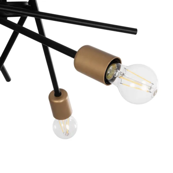 GloboStar® SUNFY 201-0030 Μοντέρνο Φωτιστικό Οροφής Πλέγμα Πολύφωτο 6 x E27 IP20 Μαύρο με Μπρονζέ Μέταλλο - Μ60 x Π70 x Υ60cm - Image 6