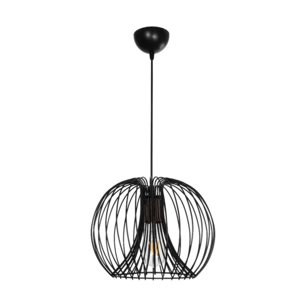 GloboStar® GLOWIA 201-0032 Μοντέρνο Κρεμαστό Φωτιστικό Πλέγμα Μονόφωτο 1 x E27 IP20 Μαύρο Μέταλλο - Μ26 x Π26 x Υ70cm - Image 3