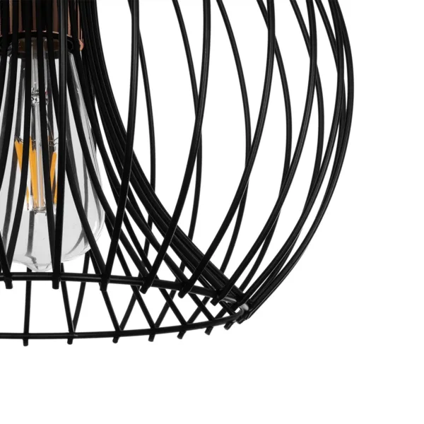 GloboStar® GLOWIA 201-0032 Μοντέρνο Κρεμαστό Φωτιστικό Πλέγμα Μονόφωτο 1 x E27 IP20 Μαύρο Μέταλλο - Μ26 x Π26 x Υ70cm - Image 7