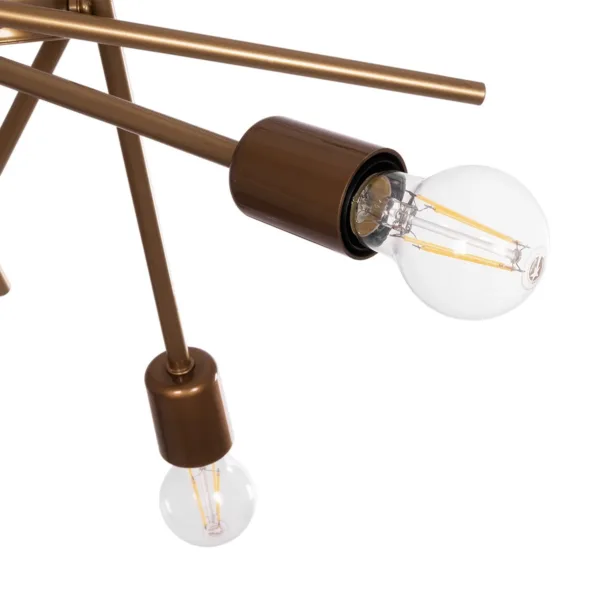 GloboStar® SUNFY 201-0033 Μοντέρνο Κρεμαστό Φωτιστικό Πλέγμα Πολύφωτο 6 x E27 IP20 Μπρονζέ Μέταλλο - Μ60 x Π70 x Υ60cm - Image 6
