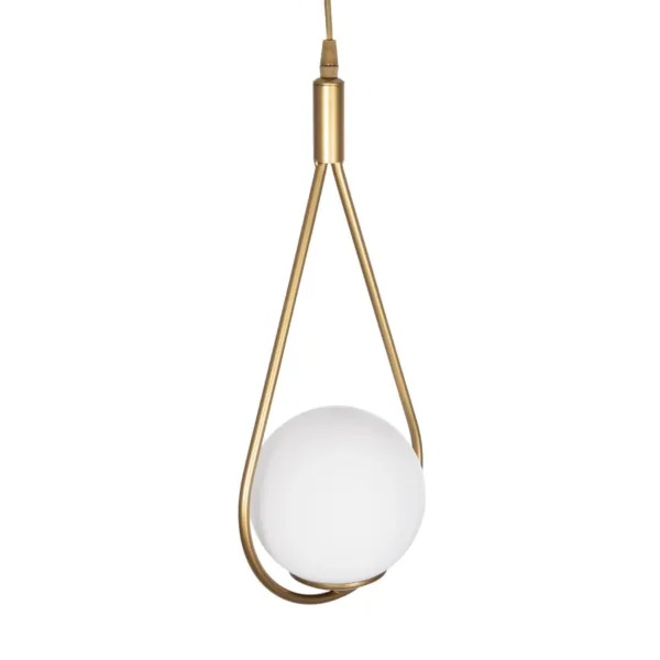 GloboStar® DROP 201-0034 Vintage Κρεμαστό Φωτιστικό Μπάλα Μονόφωτο 1 x E27 IP20 Χρυσό Μέταλλο με Γαλακτερή Μπάλα - Μ20 x Π25 x Υ80cm - Image 6
