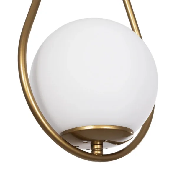 GloboStar® DROP 201-0034 Vintage Κρεμαστό Φωτιστικό Μπάλα Μονόφωτο 1 x E27 IP20 Χρυσό Μέταλλο με Γαλακτερή Μπάλα - Μ20 x Π25 x Υ80cm - Image 7