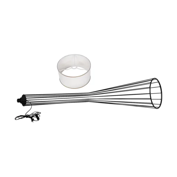 GloboStar® NOVA 201-0036 Μοντέρνο Επιδαπέδιο Φωτιστικό 1 x E27 IP20 Μαύρο Μεταλλό με Λευκό Ύφασμα - Μ38 x Π38 x Υ155cm - Image 11